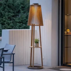 Les Jardins Tecka sol-gulvlampe med sensor, teak