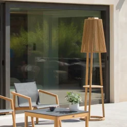 Les Jardins Tecka sol-gulvlampe med sensor, teak