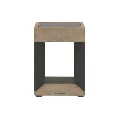 Teckalu LED-bordlampe med solcelle, sort/lyst træ^Les Jardins Discount