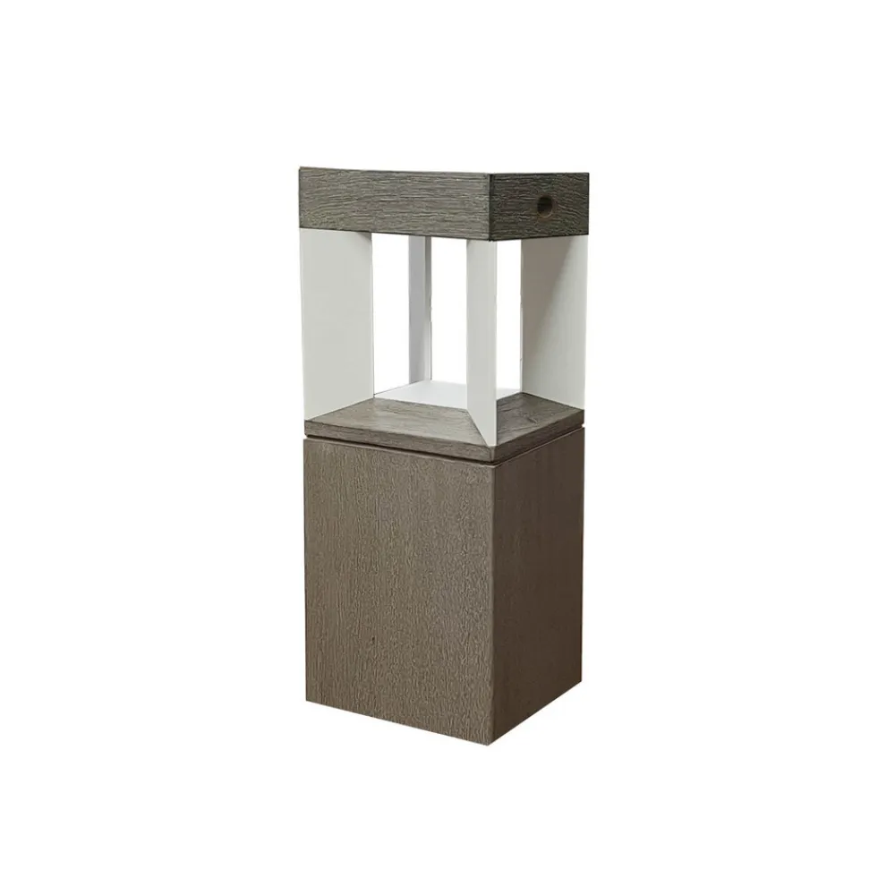 Les Jardins Teckalu LED-sokkellampe solcelle sensor teak/hvid