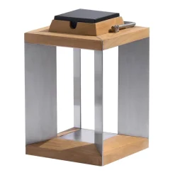 Les Jardins Teckinox LED-solcellelanterne, teak/stål, 36,5 cm