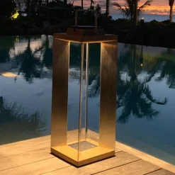 Les Jardins Teckinox LED-solcellelanterne, teak/stål, 65,5 cm