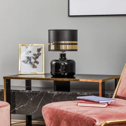 Tekstil bordlampe Bodo, sort-guld^Argon Discount
