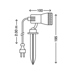 Briloner Terra LED-spot med jordspyd inklusive farvefilter