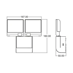 udendørs LED-væglampe theLeda S17-100L, hvid, 2 lyskilder.^Theben