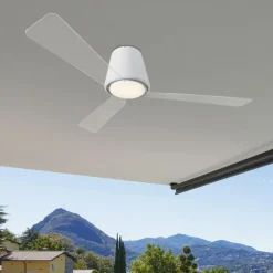 Tidløs loftventilator Garbí med LED-lys^LEDS-C4