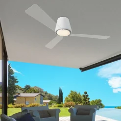 Tidløs loftventilator Garbí med LED-lys^LEDS-C4