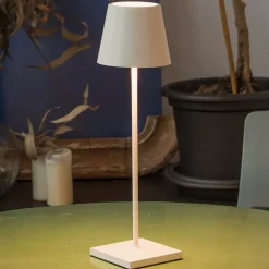 FARO BARCELONA Toc LED-bordlampe med USB-oplader, IP54, hvid