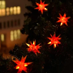 STERNTALER Julepynt|Julelys Udendørs>Tofarvet LED-lyskæde med 9 stjerner, gul, rød