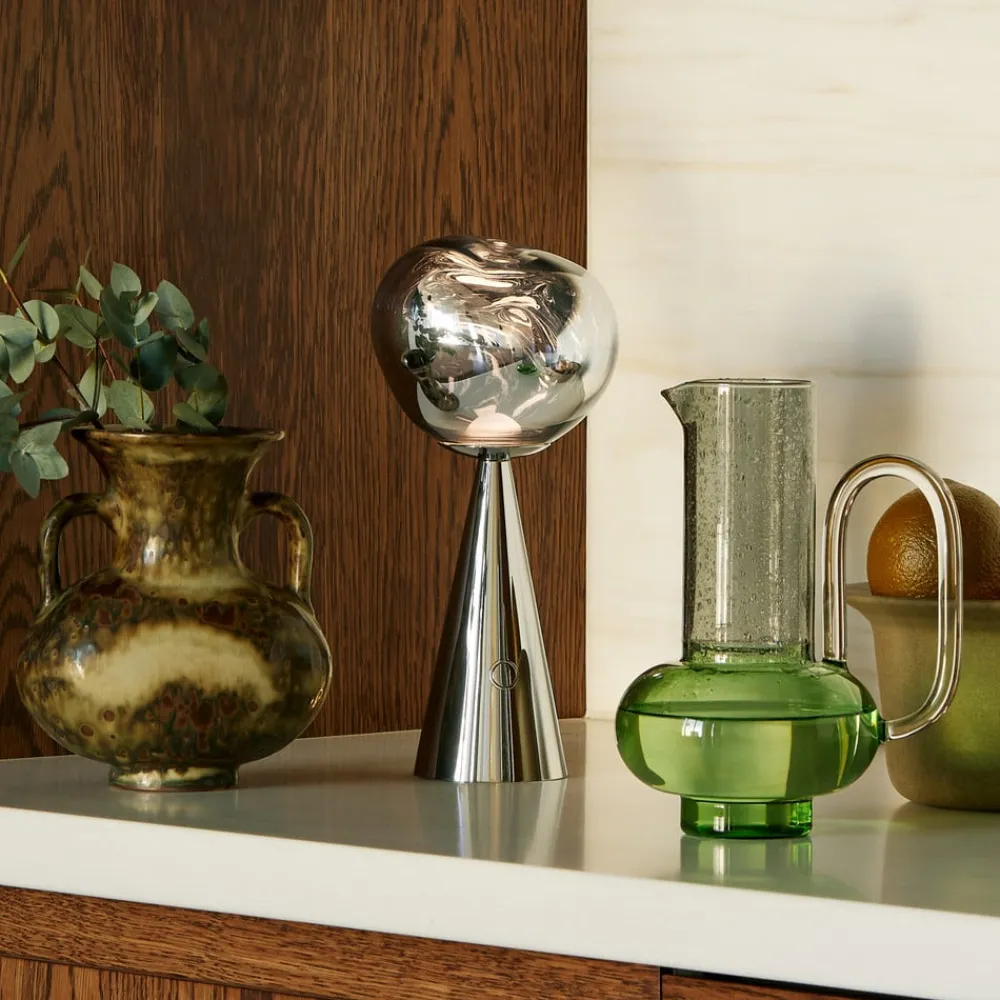 LED-bordlampe Melt Portable, sølv, 29 cm^Tom Dixon