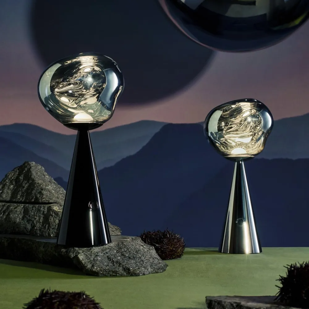 LED-bordlampe Melt Portable, sølv, 29 cm^Tom Dixon