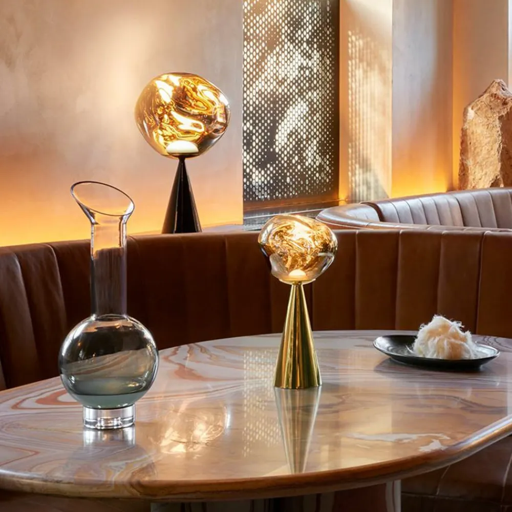 Tom Dixon Dekorationsbelysning>LED-bordlampe Melt, guldfarvet, højde 29 cm