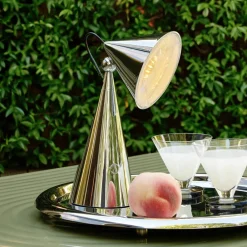 Tom Dixon Bordlamper>LED-bordlampe Pose, sølvfarvet, højde 25 cm