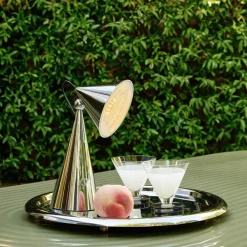 Tom Dixon Bordlamper>LED-bordlampe Pose, sølvfarvet, højde 25 cm