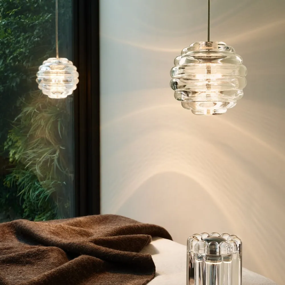 LED-hængelampe Press Sphere, klar, Ø 14 cm, 927^Tom Dixon New