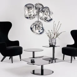 Tom Dixon LED-lysekrone Melt Chandelier, kromfarvet