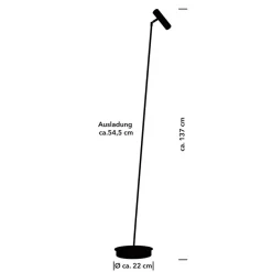HELL Tom Pro LED-gulvlampe, sort, 1 lyskilde, CCT, dæmper
