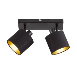 Tommy loftspot, sort/guld, længde 28 cm, 2-lys.^Reality Leuchten Clearance