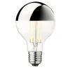 DESIGN BY US Dæmpbar Led-Pære>topforspejlet LED-pære Globe 80, sølv, E27, 3,5 W, 2.700 K
