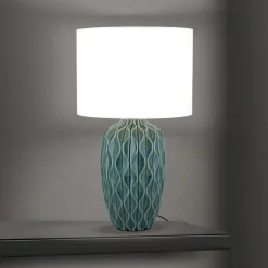 Tortuga bordlampe, grøn/hvid, højde 49,5 cm, keramik/lin^ORION Clearance