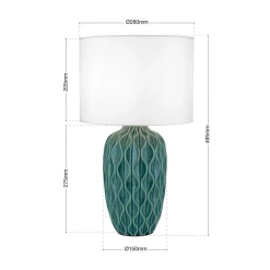 Tortuga bordlampe, grøn/hvid, højde 49,5 cm, keramik/lin^ORION Clearance