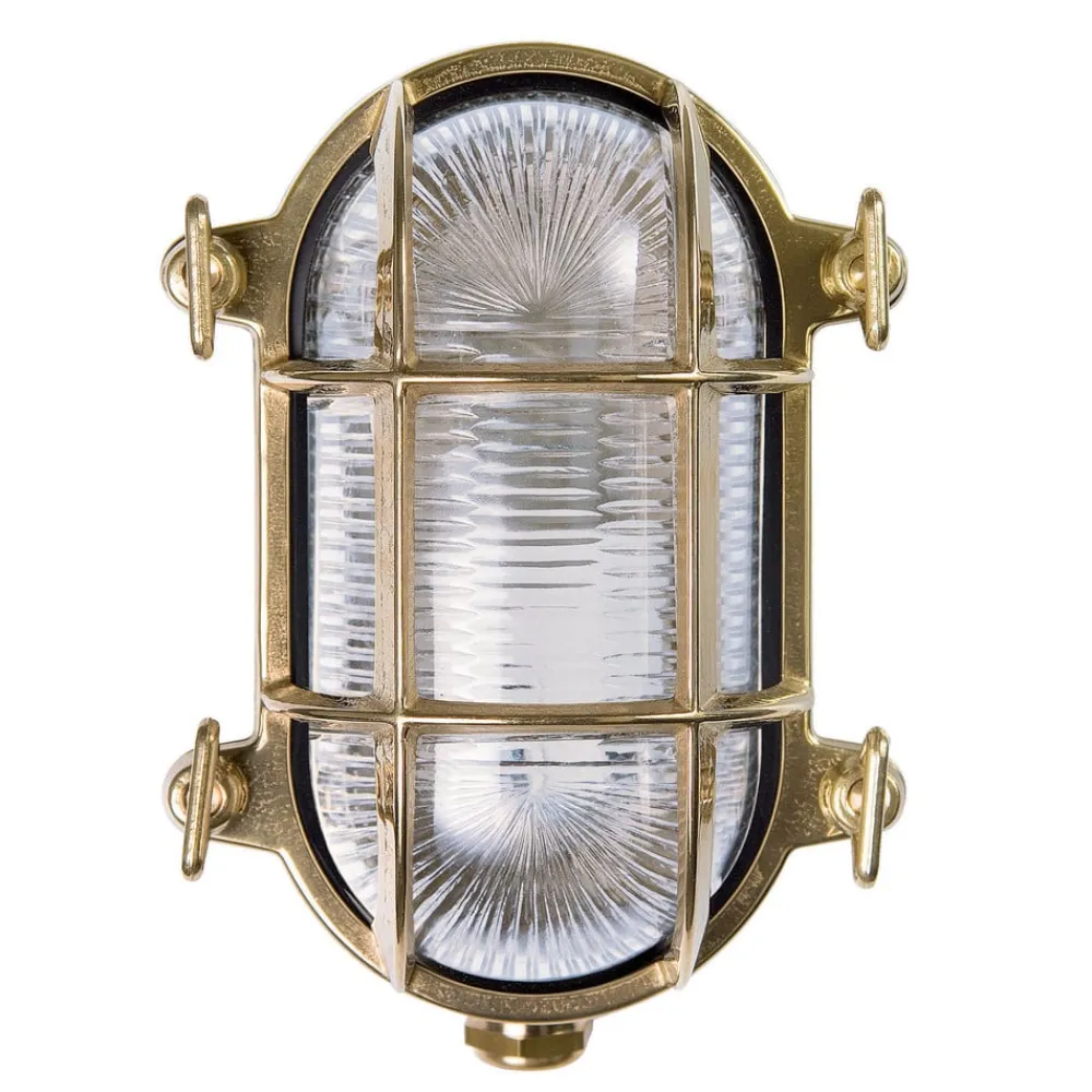 Moretti Luce Tortuga udendørs væglampe, oval 17 cm messing/klar