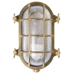 Moretti Luce Væglamper>Tortuga væglampe, oval, 22,5 cm natur messing/klar