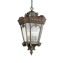 KICHLER Udendørs Pendellamper>Tournai udendørs hængelampe, Ø 19 cm, bronze, aluminium, glas