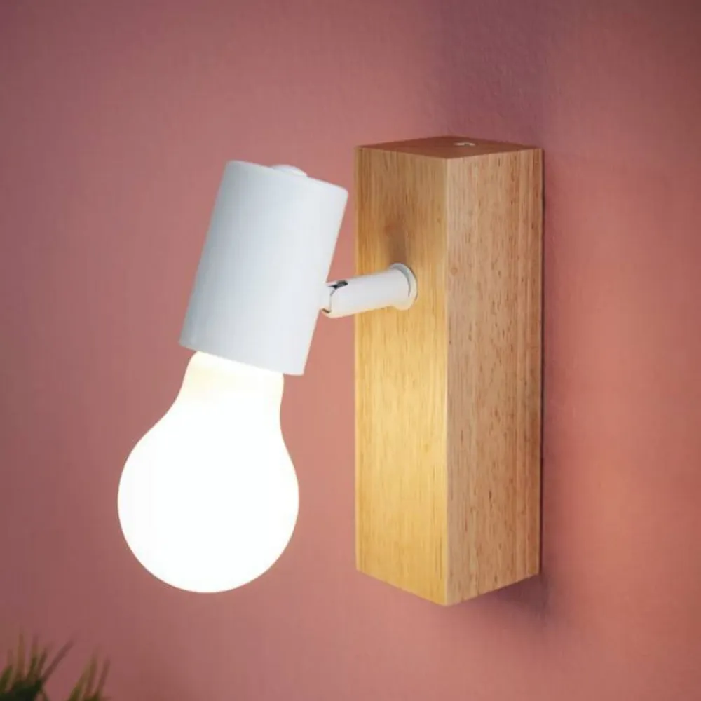 EGLO Townshend 3 væglampe af træ, hvid