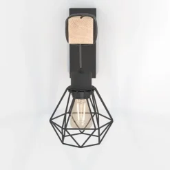 Townshend væglampe, bredde 14 cm, sort/eg^EGLO Discount