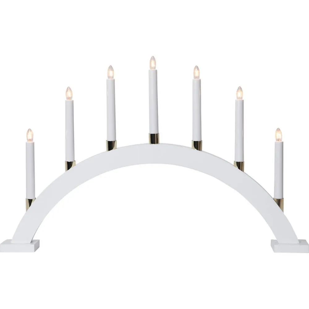 STAR TRADING Træ lysestage Gillian i hvid