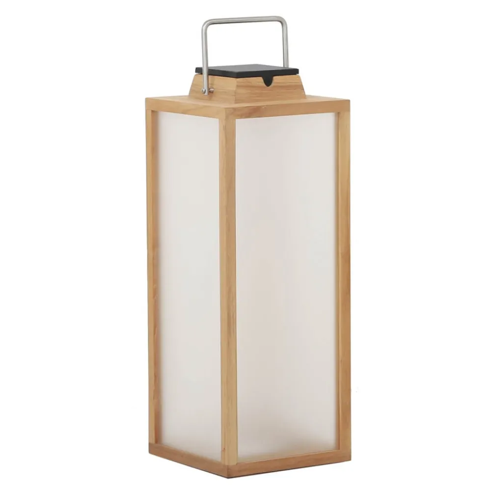 Tradition LED-solcellelanterne lavet af teaktræ Højde 65 cm^Les Jardins Discount