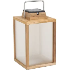 Les Jardins Tradition teak LED-solcellelanterne Højde 40 cm