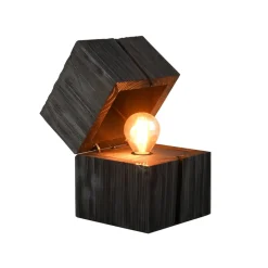 Trio Lighting Bordlamper>Treasure bordlampe, sort, træ, hængslet