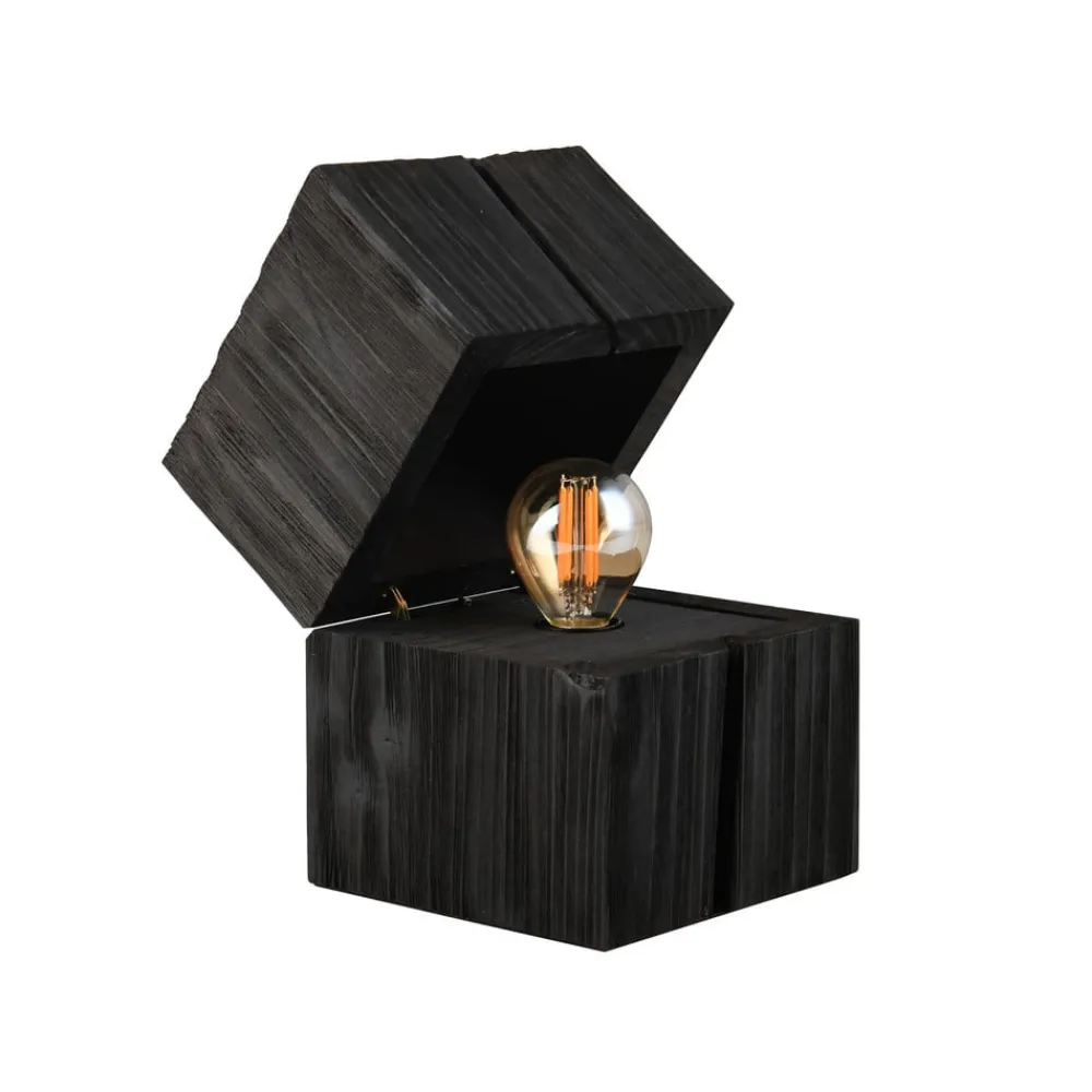 Trio Lighting Bordlamper>Treasure bordlampe, sort, træ, hængslet