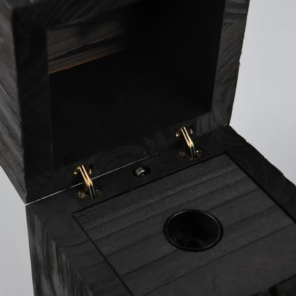 Trio Lighting Bordlamper>Treasure bordlampe, sort, træ, hængslet