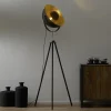Globo Gulvlamper|Gulvlamper>Trebenet gulvlampe Lenn, sort-guld