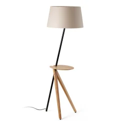 FARO BARCELONA Treewood gulvlampe, ask/beige, stof/træ, højde 175 cm