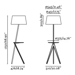 FARO BARCELONA Treewood gulvlampe, ask/beige, stof/træ, højde 175 cm
