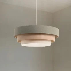 Maco Design Triniti hængelampe, grøn/beige/creme, Ø 60 cm, tekstil