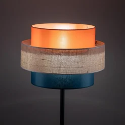 Trio gulvlampe, juteskærm, orange/naturbrun/petrol^TK Lighting Discount