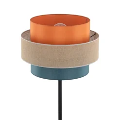 Trio gulvlampe, juteskærm, orange/naturbrun/petrol^TK Lighting Discount