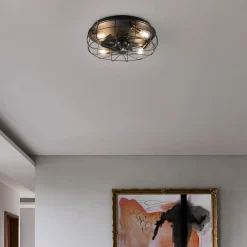 Reality Leuchten Trondheim loftventilator fjernbetjening 4xE27 sort