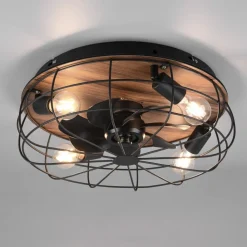 Trondheim loftventilator fjernbetjening 4xE27, træ^Reality Leuchten Outlet