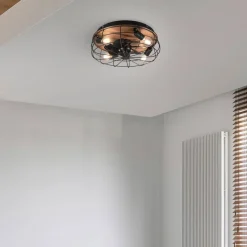 Trondheim loftventilator fjernbetjening 4xE27, træ^Reality Leuchten Outlet