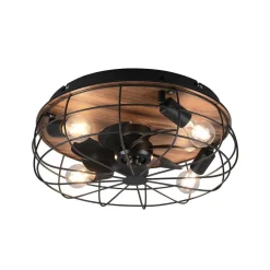 Trondheim loftventilator fjernbetjening 4xE27, træ^Reality Leuchten Outlet