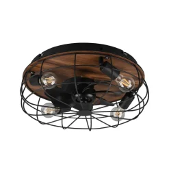 Trondheim loftventilator fjernbetjening 4xE27, træ^Reality Leuchten Outlet