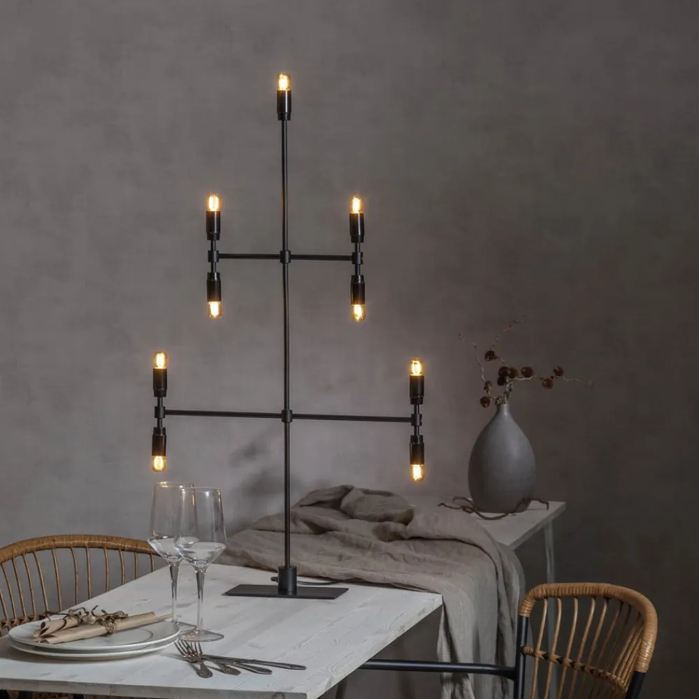 STAR TRADING Twice lysestage, sort, 9 lyskilder, 91 cm