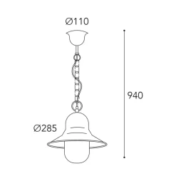 Udendørs hængelampe Campanula 2094, antik messing, Ø 29 cm, IP44^Moretti Luce Best