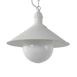 Udendørs hængelampe Enduro, hvid, stål, glas, IP44, E27^Argon Sale